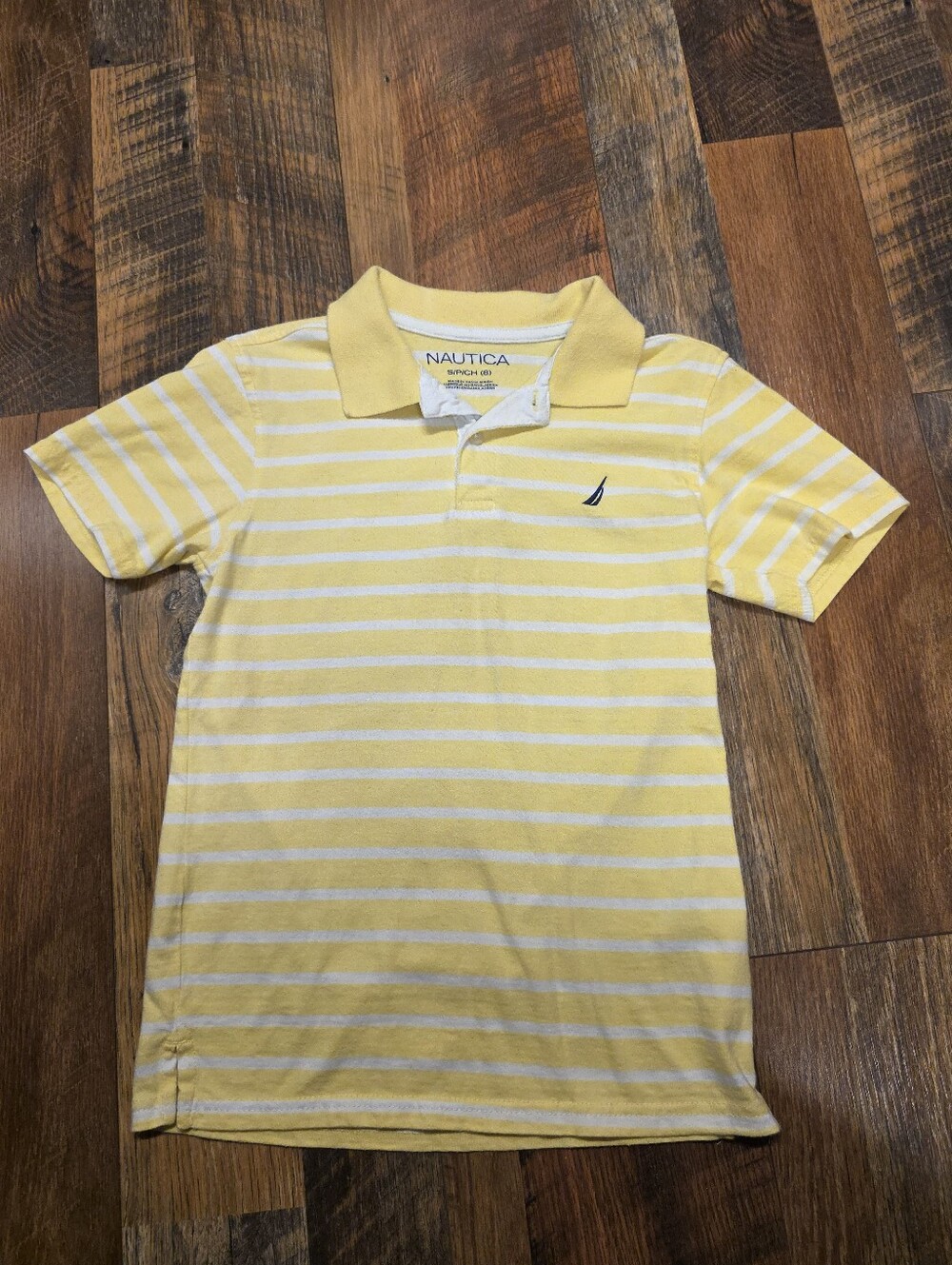 Boys Nautica Yellow & White Striped Polo
